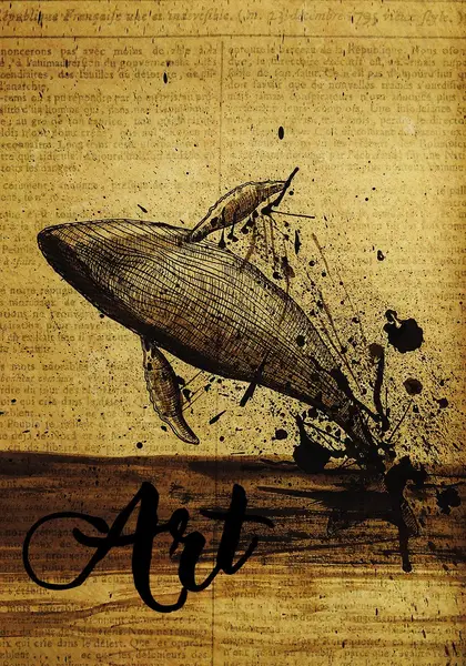 Humpback whale jumping, Art by Dasha Voronova