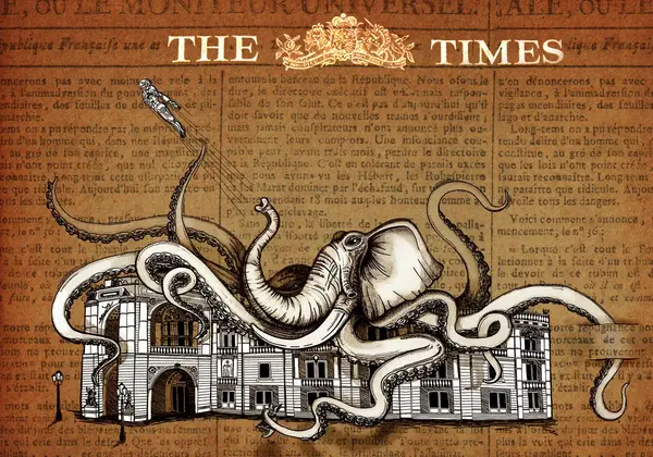 Octopus-Elephant at the Odessa Opera House by Dasha Voronova