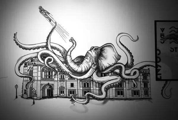 Psychedelic office wall "Octopus" by Dasha Voronova